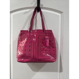 BCBGirls Fuchsia Patent Shopper Tote with Stud Accents - New With Tags